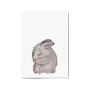 Sleeping Rabbit Cartoon Animal Nursery Wall Art #2