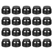 30pcs Double Hole Metal Round Cord Locks for Clothes Bags Black Matte