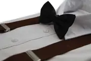 Mens Brown 100Cm Wide Suspenders & Black Bow Tie Set