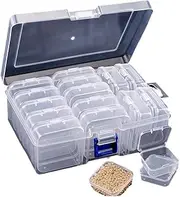 LYSAIMG Small Jewelry Organizer Box,Seed Storage Containers Boxes with Lids, 14Pcs Bead Storage Organizer Box,Case with Lid for Earplugs,Pills,Jewelry,Hardware,Craft Gadgets