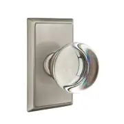Emtek Providence Crystal Door Knob Privacy Set Rectangular Rosette Pewter