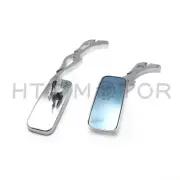 HongK Universal Chrome Rectangle Flame Stem Mirror T04 Bolt For All Motorcycles