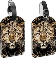 [YTYVAGT] Luggage Tag,Luggage Tags for Suitcases,Bag Tags for Luggage,2-Pc,Classic Leopard Print