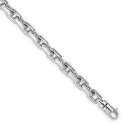 Solid 14K White Gold 8.5 inch 5.4mm Hand Polished Fancy Link with Lobster Clasp Bracelet