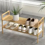 [Artiss] Shoe Rack, 2-Tier Bamboo Wooden Shoe Storage 6 Pairs Organiser, Free Standing Shoes Rack Organizer Space Saving Shoe Shelf for Closet Hallway Entryway