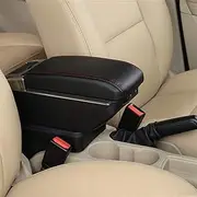 Rotatable Car Armrest Perodua Bezza Dual Layer Large Space Central Store Content Box with Cup Holder Ashtray USB Interface M Vehicle Armrest Storage Box(C Styke Black Red)