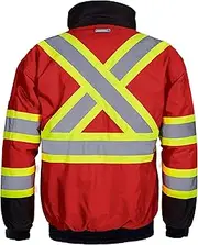 JORESTECH High Visibility Reflective Safety Bomber Jacket Waterproof X in Back ANSI/ISEA, Red, X-Large