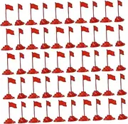 FOYTOKI 50 Sets Plastic Red Flag Model Kit for DIY Miniature Scene Decor Unique Table Accessories Bright Color Flexible for Home and Office Decoration