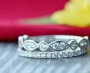 2.00Ct Round Cut Simulated Emerald Women's Band Ring 14K White Gold Plated