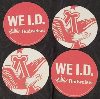 Budweiser Anheuser-Busch Beer Wine Spirits Alcohol Soda Cup Coasters Set of 4