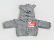 NWT~Vintage SIRDAR Snuggly Bouclette Wool Bl.Hand Knit Baby Hoodie 6-12 Mo Gray