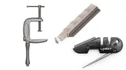 Lansky Convertible Super C-Clamp Mount + Medium Serrated Hone LSMRT + Lansky Sharpening Kit PS-MED01 Bundle