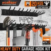 Wall Mounted Hook Rail Set Bike Holder Garden Tool Storage Rack Garage Organizer