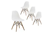 Design Square Set Of 4 Replica Dining Chair Eiffel Design Wooden Legs - White