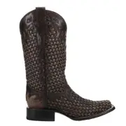 Corral Boots Woven Square Toe Cowboy Womens Brown Casual Boots A4526