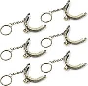 [T Tulead] Tulead Bronze Purse Kiss Lock Clasp Metal Coin Frame Clasp 2-Inch Retro Kiss Lock Frames Pack of 6 with Key Ring