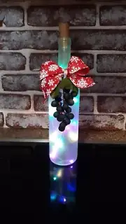Handmade Winter/Holiday Mood Decorative Lighted Wine Bottle w/ Fairy Lights
