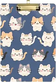 Cartoon Cute White Cat clipboard Sparkle Hard Board for Teacher Portfolio clipboard Tabla para escribir con Clip Size 9 x 12