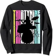[X.Style] Retro Womens 39th Drummers Birthday Plays The Drums in Band Sweatshirt ds1851 Sweater (L) Black