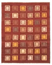Vintage Hand Woven Carpet 6'2" x 7'8" Traditional Wool Kilim Rug