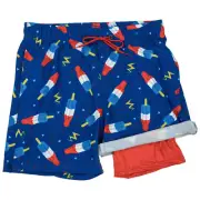 Bomb Pop 6" Inseam Lined Swim Trunks Blue