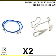 X2 Dental Bib Clips Napkin Holder Flexible Chain Adjustable Dental Instruments
