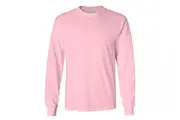 Gildan Mens Plain Crew Neck Ultra Cotton Long Sleeve T-Shirt (Light Pink) - UTBC477