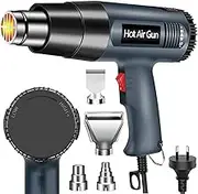 2000W Heat Gun Variable Temperature Settings 140℉~1112℉（60℃- 600℃), Fast Heat Hot Air Gun, Durable & Overload Protection, with 4 Nozzels for Shrink Wrap, Vinyl, Crafts, Stripping Paint, Epoxy Resin
