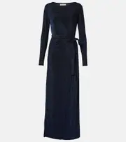 [Diane von Furstenberg] Diane von Furstenberg Simona lamé wrap dress AU 12 blue