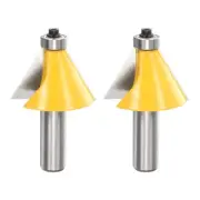 2pcs 30 Degree Chamfer Router Bit 1/2" Shank 1" Cutting Length Carbide, Yellow