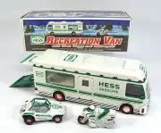 HESS GASOLINE ADVERTISING TOY RECREATION VAN WITH DUNE BUGGY & MOTORCYCLE L&S