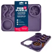Paw Puzzle 2-in-1 Slow Feeder & Lick Mat for Dogs and Cats, Dry and Wet Food,...