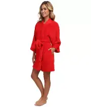 NEW JOSIE BY NATORI RED FLEECE WRAP ROBE SZ L LARGE