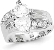 [JewelryWeb] 925 Sterling Silver Solid Polished Rhodium Plating CZ Simulated Diamond Ring Band Style-Ring for Women