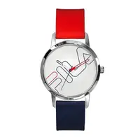 在飛比找PChome24h購物優惠-【FILA 斐樂】經典簡約線條LOGO手錶-經典紅藍/38-