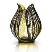 Solar Garden Lights Waterproof Decorations, Crackle Globe Glass,Metal Palm Leaf Solar Lights