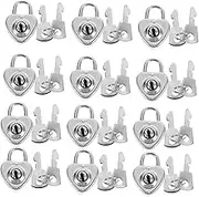 AUTSUPPL 12Pcs Mini Heart Shaped Padlocks Rustproof Versatile Locks with Keys for Travel Security Durable Luggage Lock Cute Design for Diaries and Bags