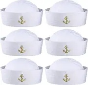 Boao White Sailor Hats Captain Hat Yacht Sailor Ship Caps Nautical Hats Decor for Women Men Summer Costume Party
