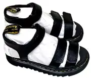 Dr. Martens Kids Size 12 YOUTH KLAIRE J LEATHER STRAP SANDALS Black Hoop & Loop