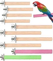 10 PCS Bird Perch, Bird Stand Toy Set Natural Wood Parrot Stand Branch Parakeet Toys Stick Exercise Bird Cage Accessories for Budgies Love Birds Finches Small Bird Toys