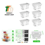 6 Pack 1/4 Size 6'' Deep Clear Food Pans with Lids, Commercial Food Pans Poly...