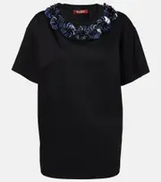 [Max Mara] Max Mara Gennaio embellished jersey top UK 4 black