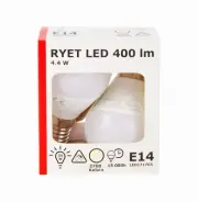 IKEA RYET LED BULB E12 400 Lumen Globe Opal 4.4 Watt 503.888.00 New Pack of 2