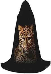 SKKNT Leopard Print Print Halloween Hooded Cloak Full Length Cape With Hood For Men And Women For Carnival