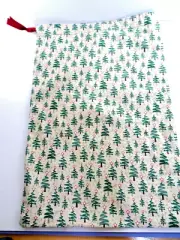 Christmas Cotton Fabric Drawstring GIFT BAG POUCH 10"x14" Tree Design