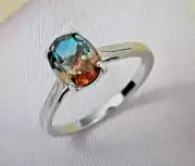 Natural Aqua Terra Costa Quartz (Triplet) Solitaire Ring 9 Platinum Over Sterli