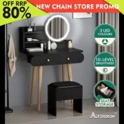ALFORDSON Dressing Table Stool Set Makeup Mirror Vanity LED Light Black
