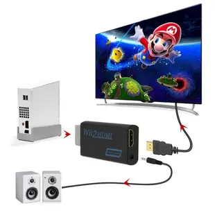 cilleの屋 全高清 1080P Wii 至 HDMI 兼容轉換器適配器 Wii2HDMI 兼容轉換器 3.5mm 音頻, 用於