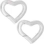 Beebeecraft 1 Box 2Pcs Spring Gate Rings 925 Sterling Silver 15mm Heart Necklace Clasps for Jewelry Making Keychain Handbag DIY Crafts