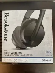 Brookstone Sleek Wireless Noise Isolating Headphones Quick Charge Light Weight
